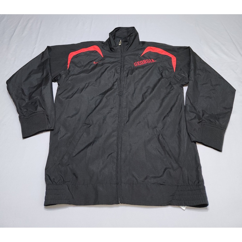 90's Nike Team Georgia Bulldogs Windbreaker Jacket Black Red Large Full Zip NCAA
